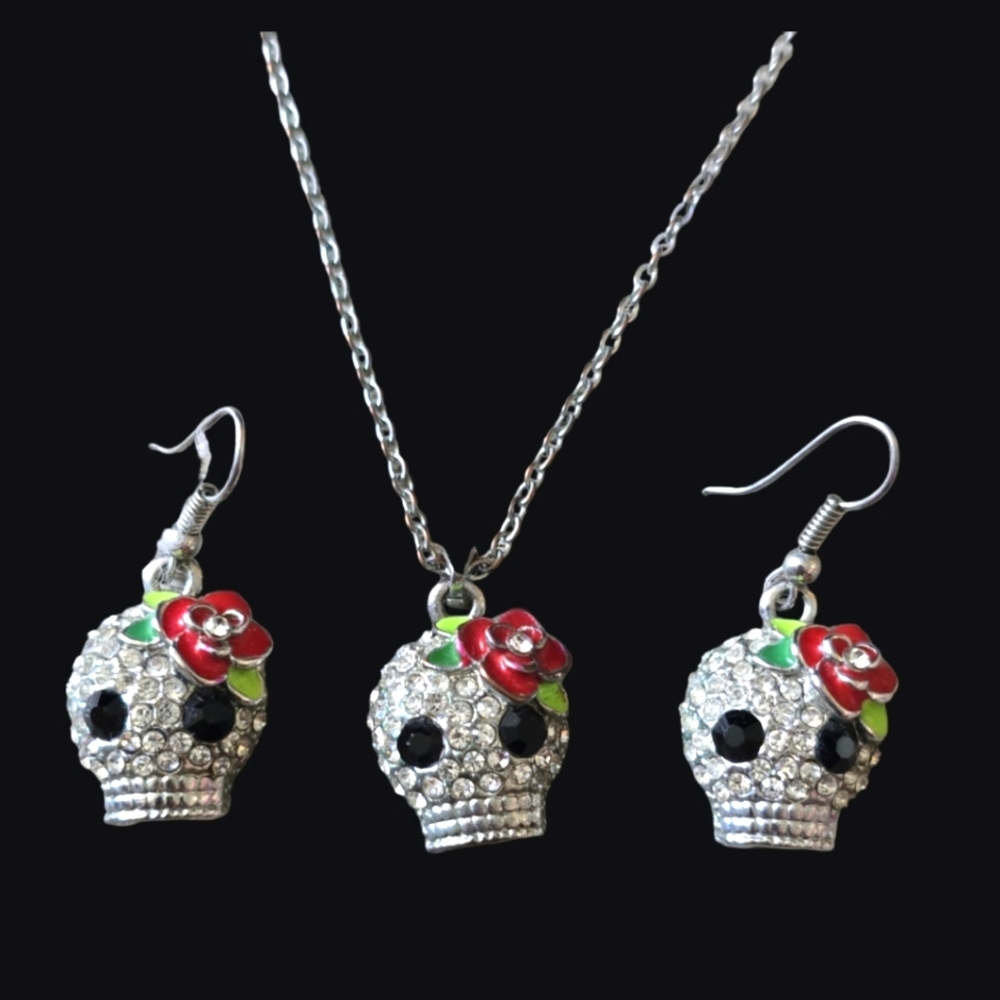 18-21" Adjustable Sugar Skull Rhinestone Set